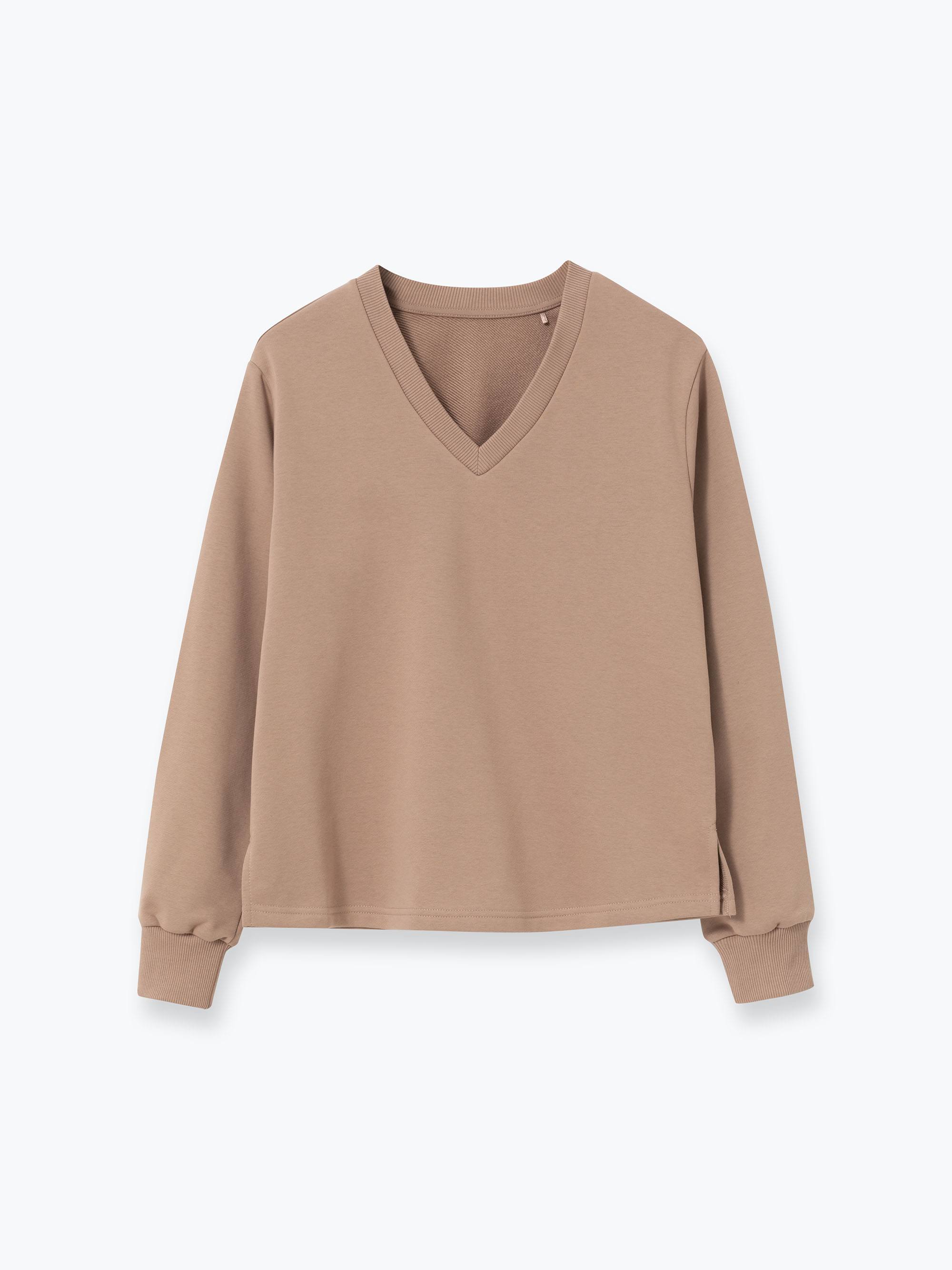 Mocha mousse bluza w serek z dresówki diagonalnej damska